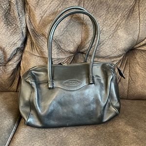 Tods black leather bag satchel